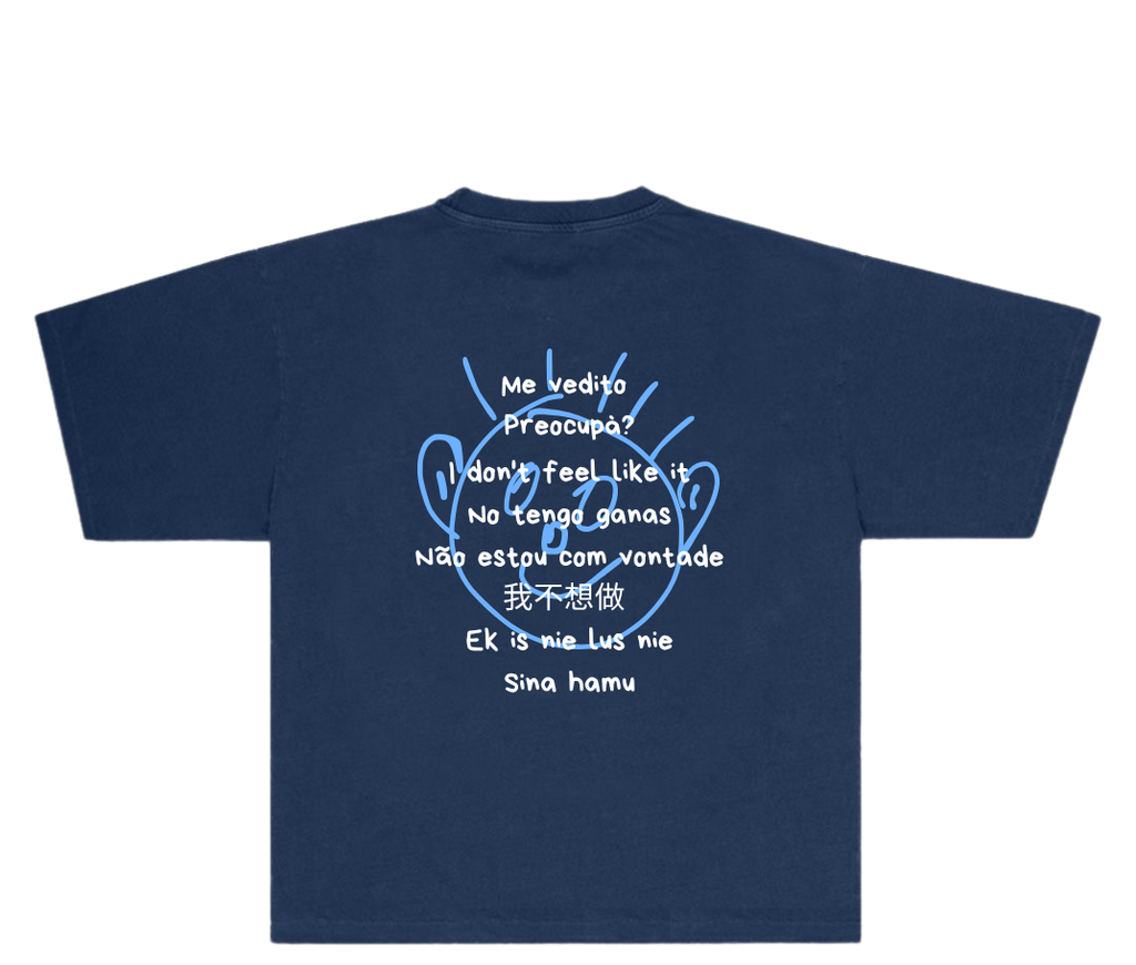 T-shirt blue preoccupato