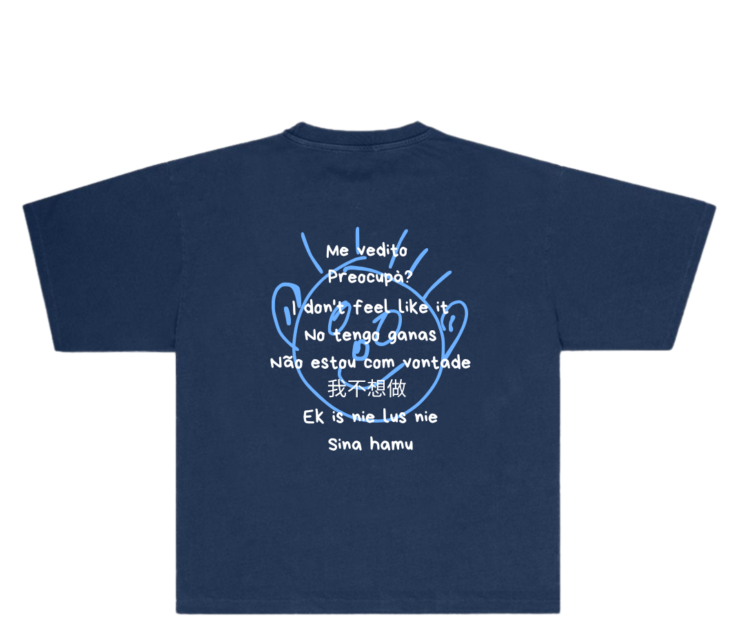T-shirt blue preoccupato