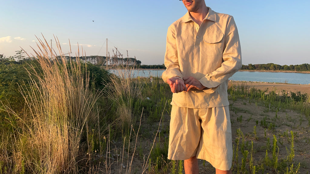 Pantalone Corto in lino beige