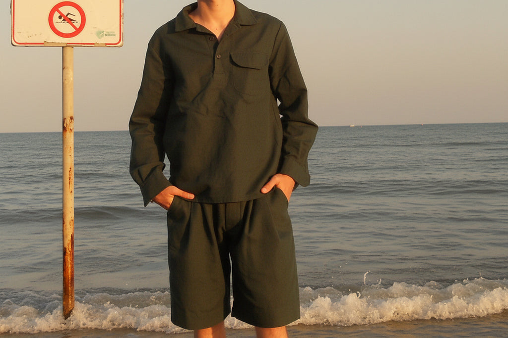 Pantalone Corto in lino blu