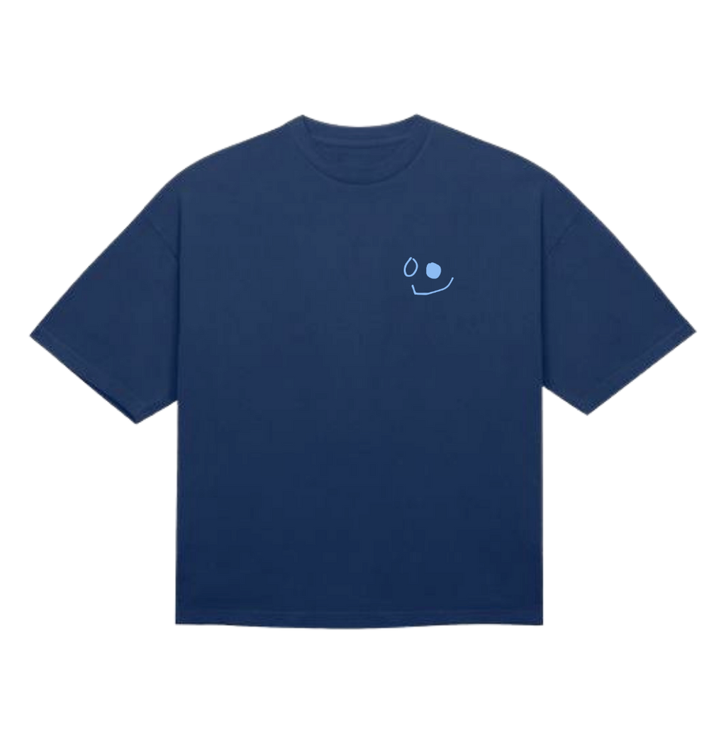 T-shirt blue preoccupato